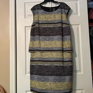 RMLL sz 20W - Black/ Yellow/Gray - Faux 2 Piece Look - Sleeveless Dress